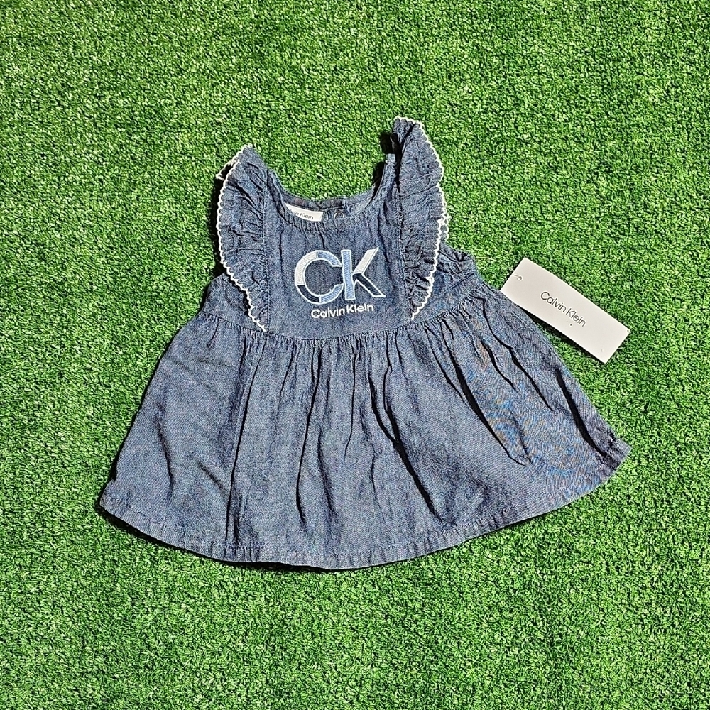 Calvin Klein Blue Baby Dress with Ruffles